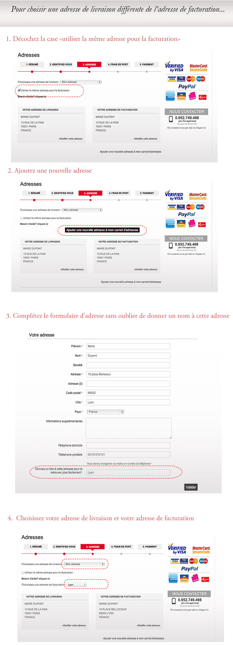 Gérer mon adresse de livraison Adresse de livraison et adresse de facturation