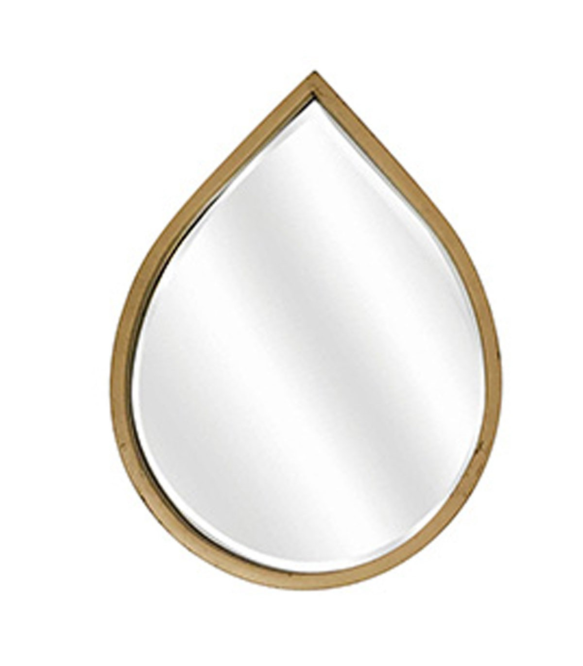 Miroir Mural En Métal Forme Goutte - Or, Dimensions 29x21 Cm, Épaisseur 1.2 Cm, Neuf, Paris Prix