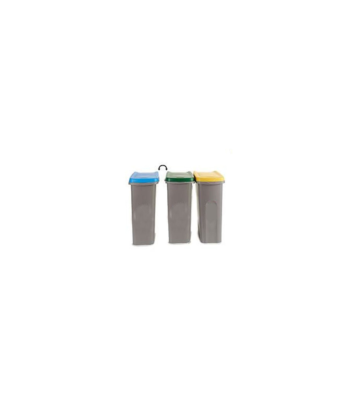 Poubelle De Tri Sélectif 25L En Plastique Recyclé – Empilable, Couvercle Gris, Fabriquée En Italie (40x30x34 Cm)