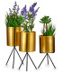 Set of 2 Round Black Metal Plants Pots on Stand