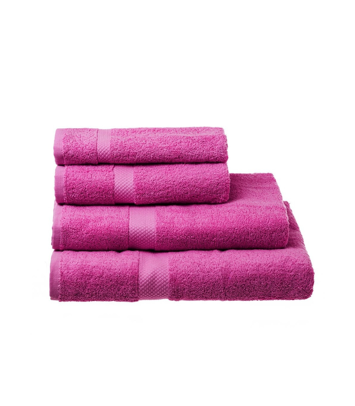 Lot De 6 Serviettes De Toilette 30x50cm - 100% Coton Peigné 500g/m² - Fuchsia - Absorption Max