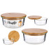 Round Kitchen Storage Box Transparent Glass and Bamboo - 95cl