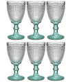 Set of 6 Wine Glasses Points Turquoise