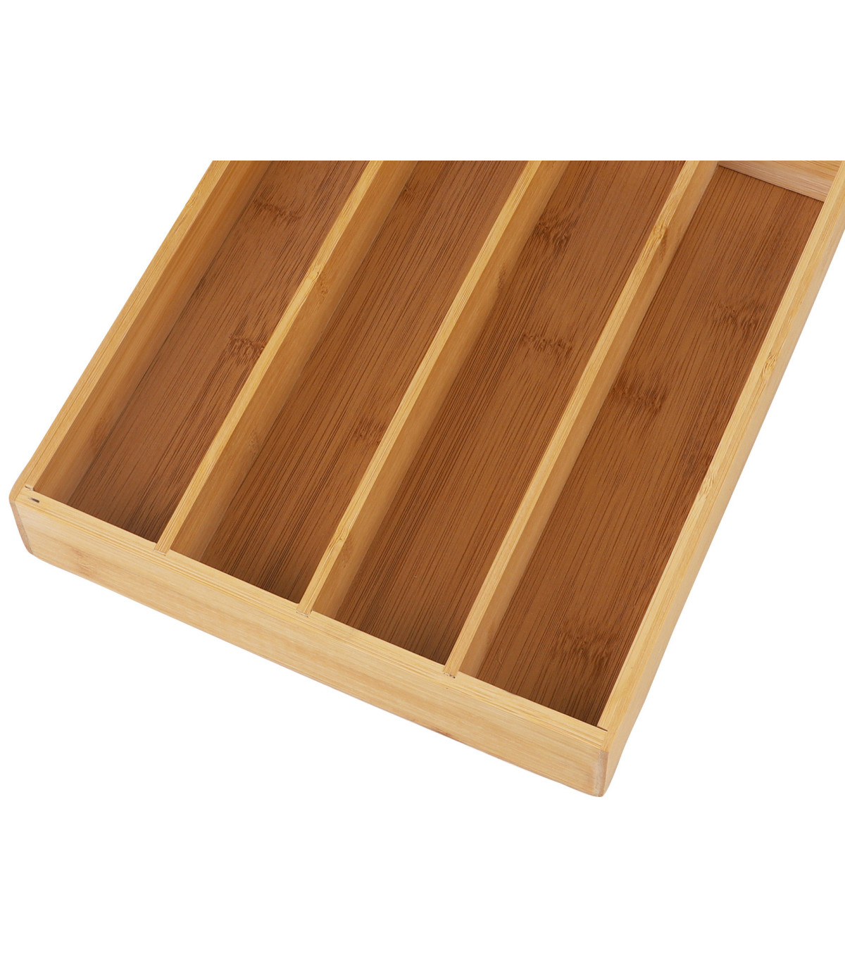 Relaxdays Range-Couvert Bambou 5 Compartiments - Organiseur Tiroir Ustensiles Cuisine