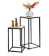 Set of 2 Black Metal and Wood Consoles