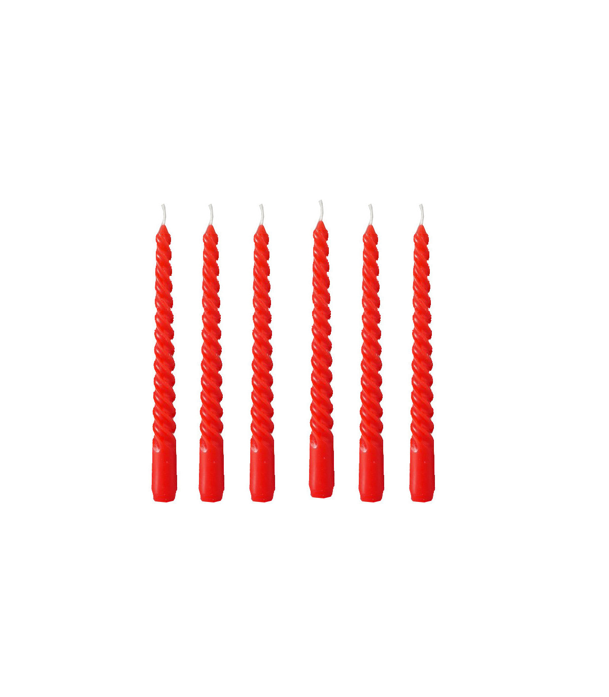 Lot De 6 Bougies Rouges - 21 Cm De Haut X 2 Cm De Diamètre - Sans Parfum