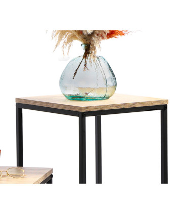 Set de 2 sellettes en bois et métal noir - 34x34x74cm