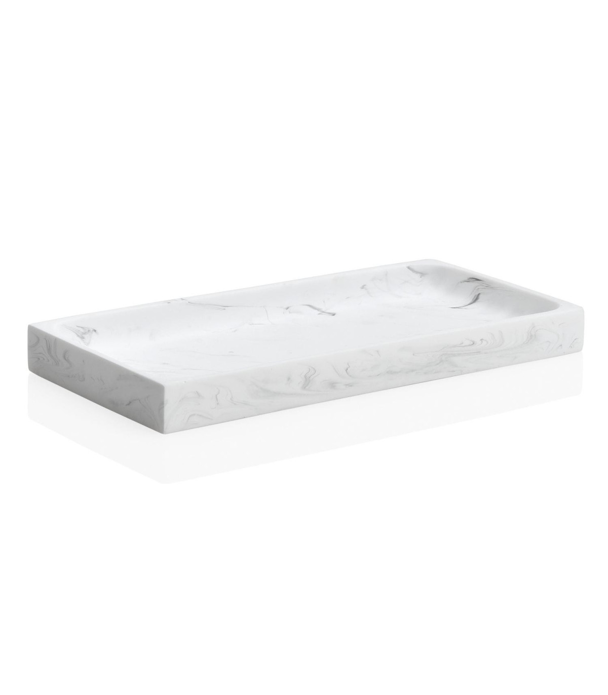 Plateau Décoratif Rectangulaire Blanc En Résine - Mini Plateau Salle De Bain Et Cuisine