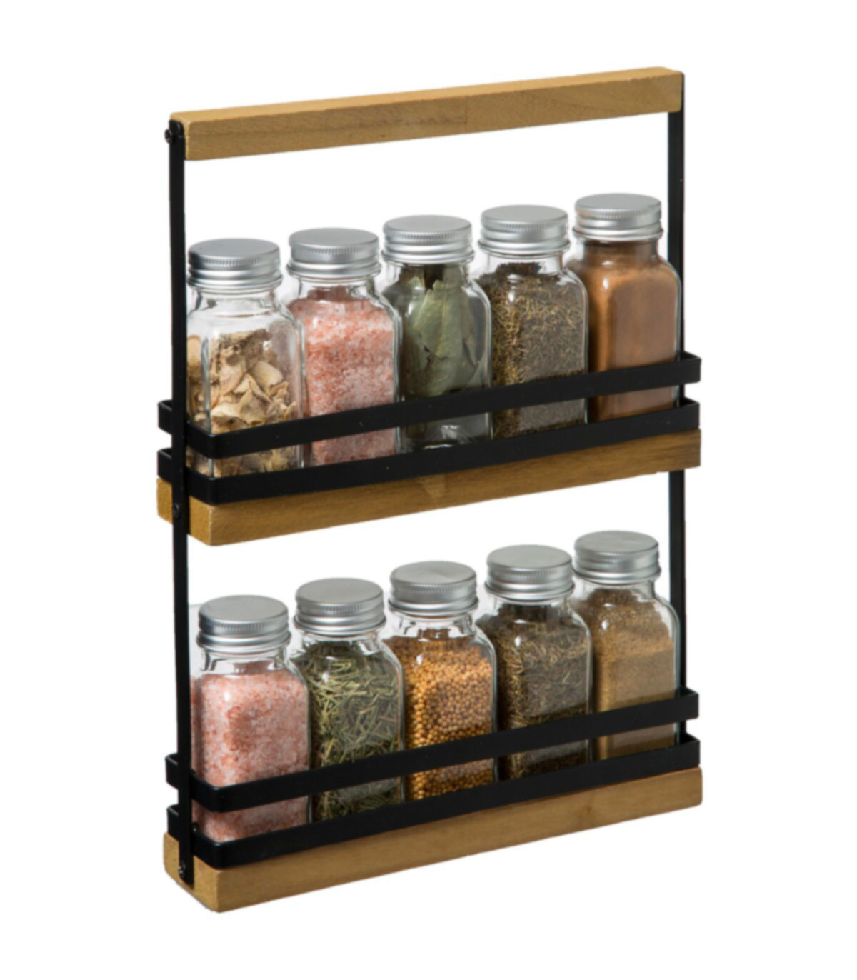 Étagère à épices Métal Noir 2 Pièces - Rangement Cuisine Mural - 30x10x7.8cm - Installation Facile