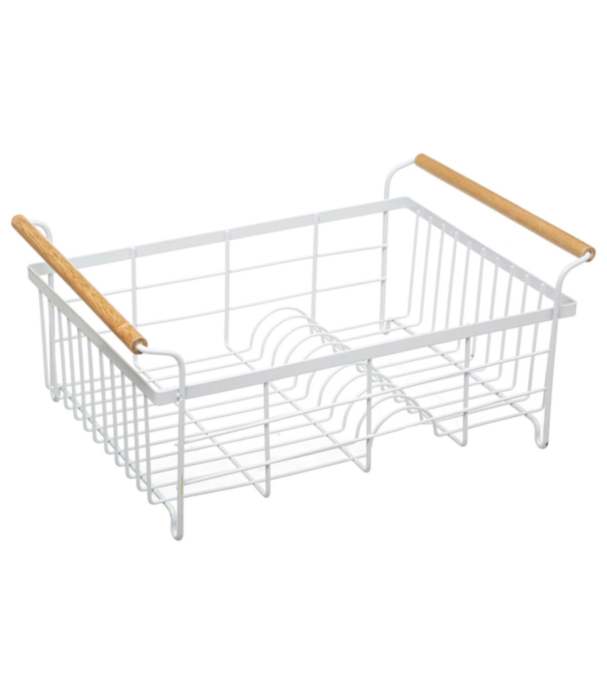 AMIG - Égouttoir Graz Noir Avec Poignées En Bois - Pour 10 Assiettes & 6 Verres - 42x31.5x15 Cm - Idéal Pour Cuisine Moderne - 3