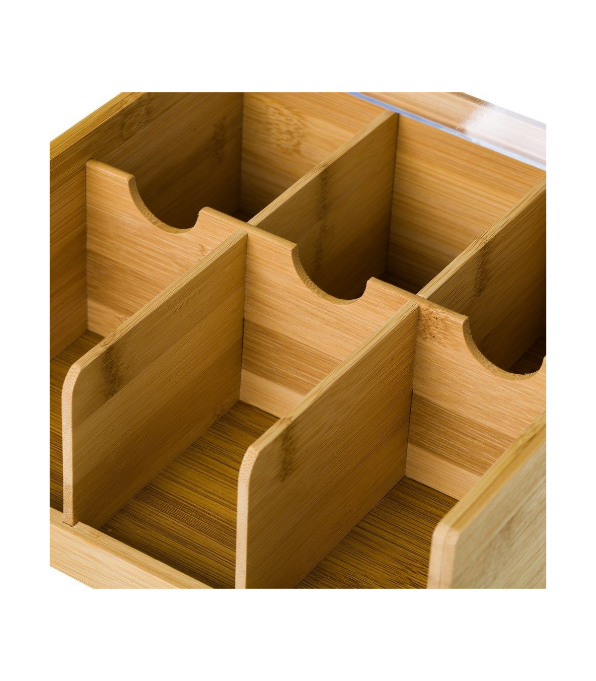 Bredemeijer Boîte à Thé En Bambou Élégante 6 Compartiments - Rangement Thé En Vrac, Design Marron Clair Naturel 275 X 185 X 82 Mm