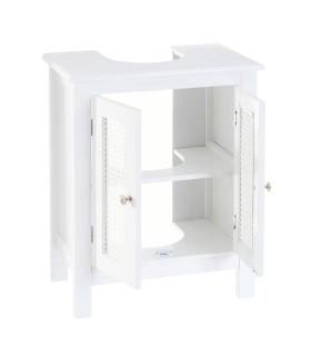 Meuble De Lavabo En Bambou Avec Portes Et étagères - Meuble Bas Salle De Bain | Résistant à L’humidité | Capacité De Charge élevée