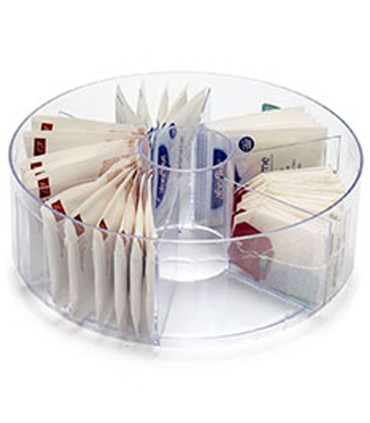 Boîte à thé en plastique transparent 6 compartiments
