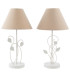 Set de 2 lampes à poser en métal et abat-jours blanc et beige