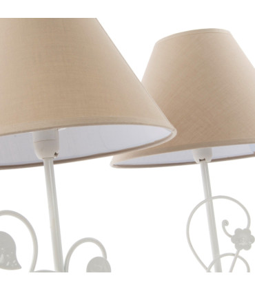 Set de 2 lampes à poser en métal et abat-jours blanc et beige