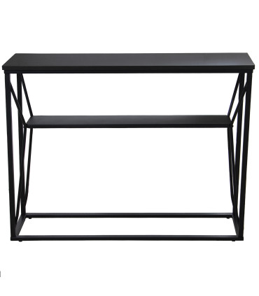 Console en métal noir et bois 100x30x75.5cm