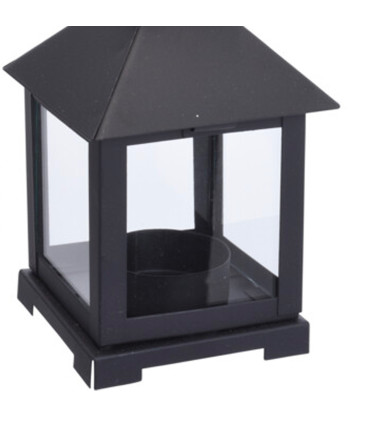 Lanterne en métal noir pour bougie chauffe-plat