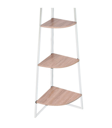 Étagère d'angle en bois et métal blanc 5 étages 36x36x180cm
