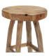 Tabouret rustique rond en teck 30x30x42cm