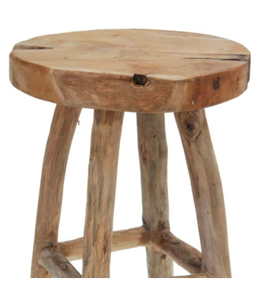 Tabouret rustique rond en teck 30x30x42cm