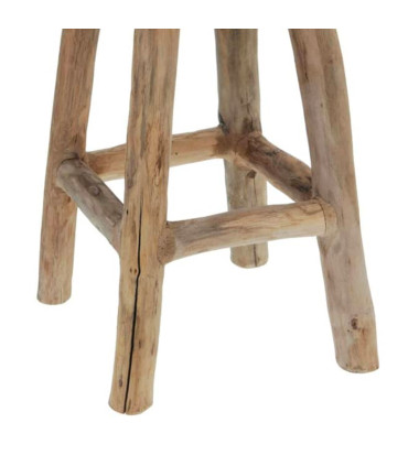 Tabouret rustique rond en teck 30x30x42cm