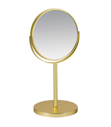 Miroir grossissant x5 double face en métal doré