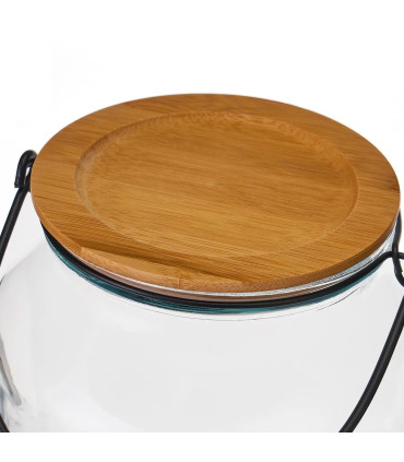 Bocal cuisine avec étiquette en verre et bouchon bambou 16x16x17cm
