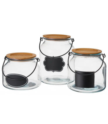 Kitchen Glass Jar Bamboo Lid - 16x16x14cm