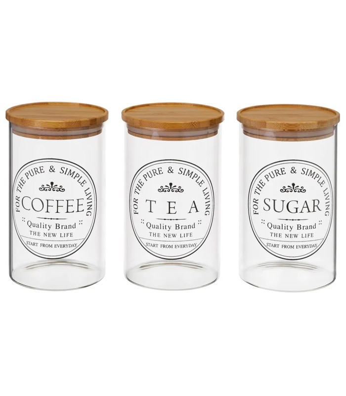 Lot De 3 Bocaux En Acier Inoxydable Argenté Pour Sucre, Thé, Café - Déco Cuisine Moderne