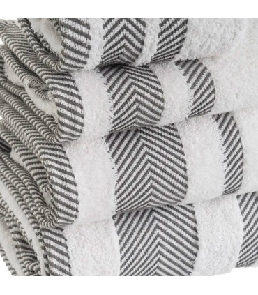 Serviette de toilette 100% coton blanc et gris 50x100cm
