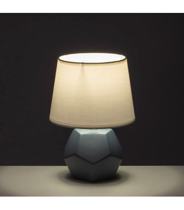 Lampe à poser céramique grise et abat jour blanc 18x18x26cm