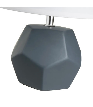 Lampe à poser céramique grise et abat jour blanc 18x18x26cm