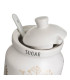 Sucrier + pot à lait en céramique blanche motif herbes