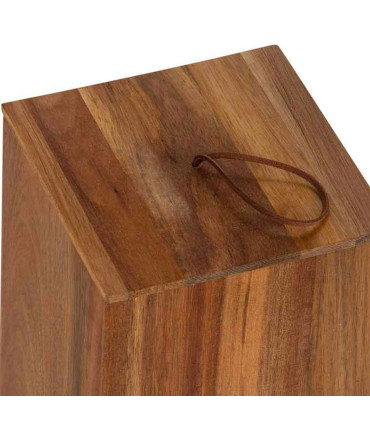Rangement stock rouleaux papier toilette en acacia 14x14x33cm