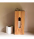 Rangement stock rouleaux papier toilette en acacia 14x14x33cm