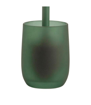 Brosse WC en verre vert mat et plastique 10x10x36cm