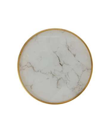 Set de 4 dessous de verres marbré blanc et doré 10cm