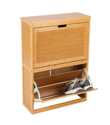 Meuble à chaussures bois 2 placards 63x42x81cm