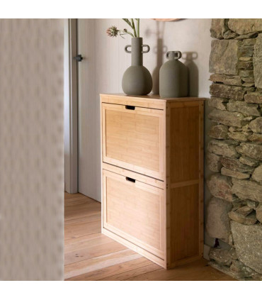 Meuble à chaussures bois 2 placards 63x42x81cm
