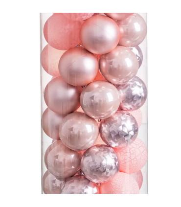 Set de 40 boules de Noël rose 6cm