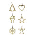 Set de 6 décorations de Noël en aluminium doré