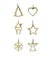 Set de 6 décorations de Noël en aluminium doré