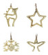 Set de 6 décorations de Noël en aluminium doré