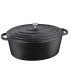 Cocotte en fonte émaillée noire ovale avec couvercle 6,5L