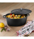 Cocotte en fonte émaillée noire ovale avec couvercle 6,5L
