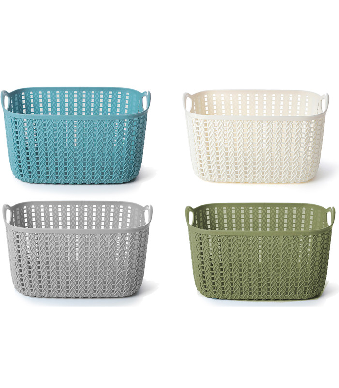 4 Paniers De Rangement Tressés Blancs 31x32x30 Cm - Pliables, Pour Salle De Bain, Chambre, étagère