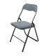 Chair foldable grey velvet and black metal- 44x48.5x79cm