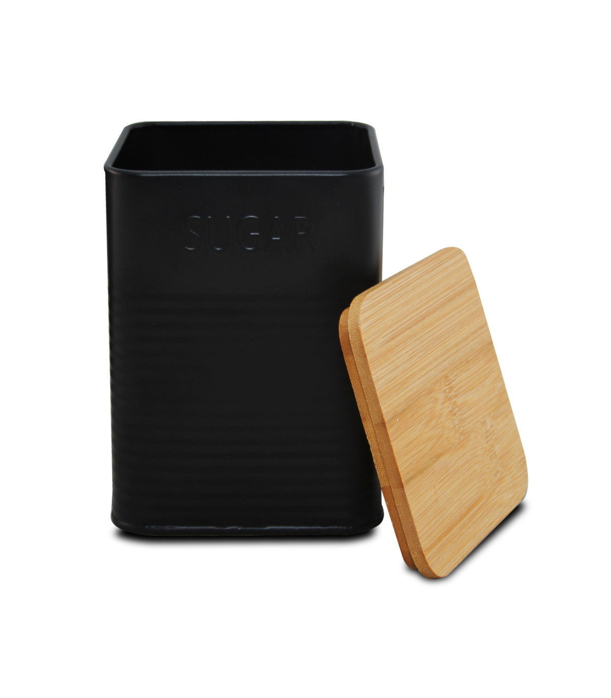 YYW Bocal de rangement alimentaire carré en céramique avec couvercle hermétique, excellente boîte de rangement pour grains de café, thé, épices ou collations (noir, taille S