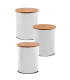 Set of 3 Kitchen jars black metal and bamboo