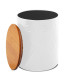 Set of 3 Kitchen jars black metal and bamboo
